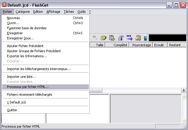 FlashGet - Processus par fichier HTML