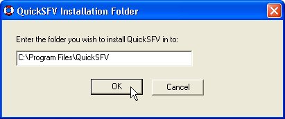 QuickSFV - Choix du répertoire d'installation