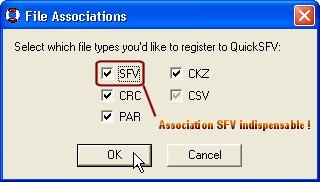QuickSFV - Options d'installation