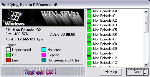Win-sfv32 - Pas d'erreur CRC mais fichier manquant